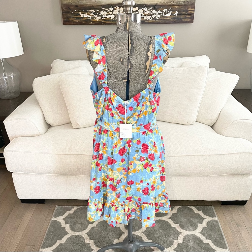 XS S XL XXL NWT blue red yellow floral print floral dress - Picture 9 of 10